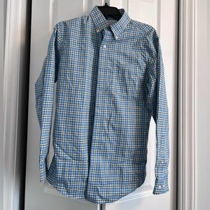LL Bean Blue & Yellow Checked Button down
